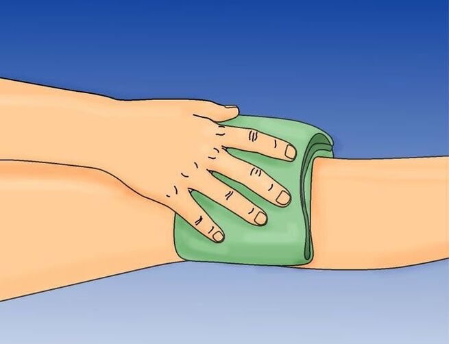 nén vào đầu gối cho bệnh viêm khớp